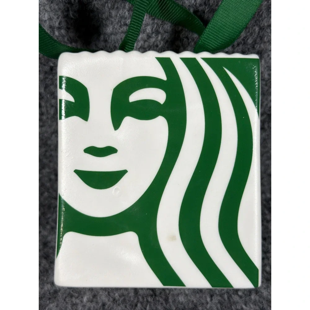 Starbucks 2019 Ceramic Shopping Bag Ornament Siren Logo Green White BVC 19